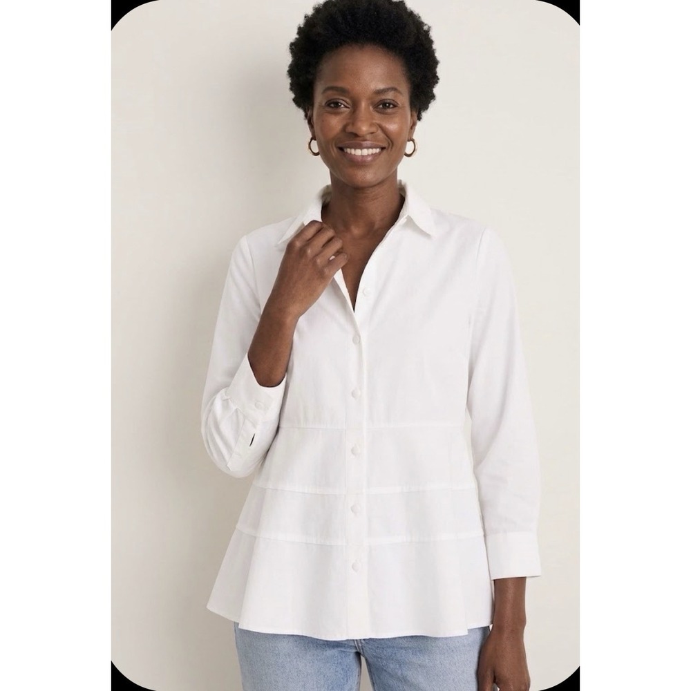 Pomander Place Tuckernuck Ashlen Long Sleeve Blouse Women's Size Small White